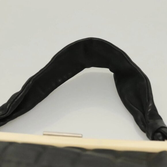 CHANEL Choco Bar Hand Bag Lamb Skin Black CC Auth 136265 - Picture 9 of 16